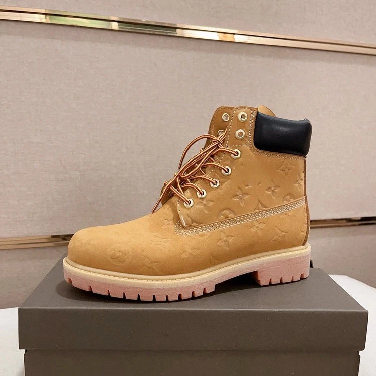 Unbranded Boots Lace-Up Ankle with Embossed Patterned Collar — Yellow Boots 3 [Shoe Size]