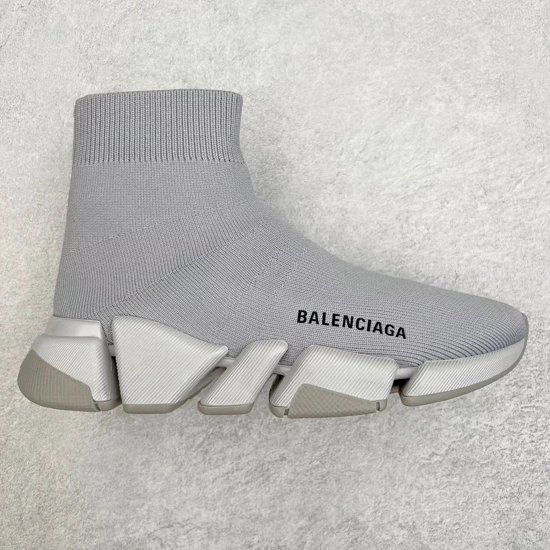 Balenciaga Sneakers Sock-knit high-top with segmented sole — gray