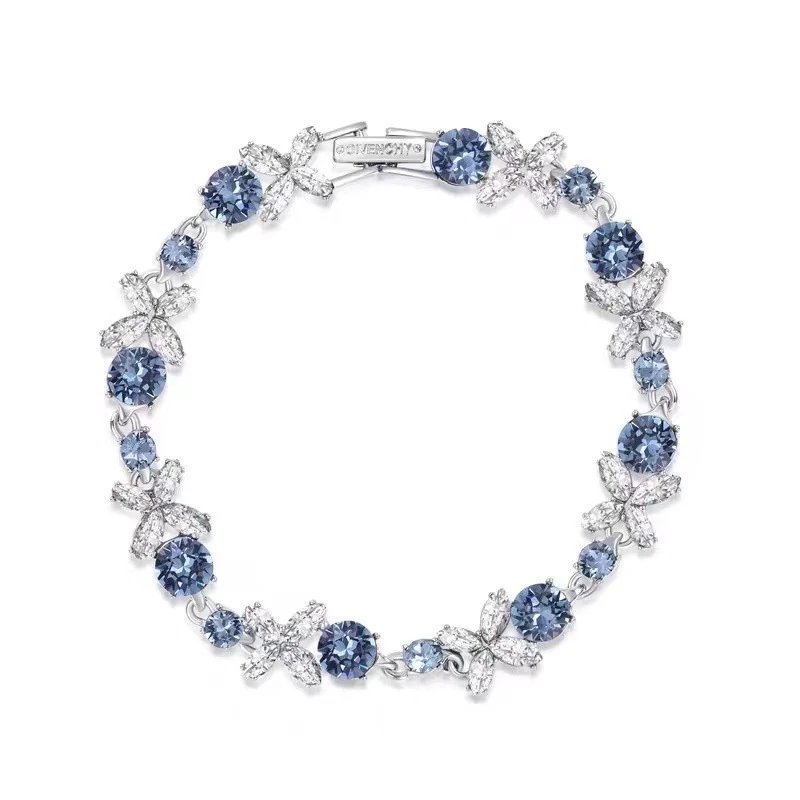 Givenchy Jewelry Single-row crystal bangle bracelet — Platinum Blue Diamond Butterfly Love Bracelet