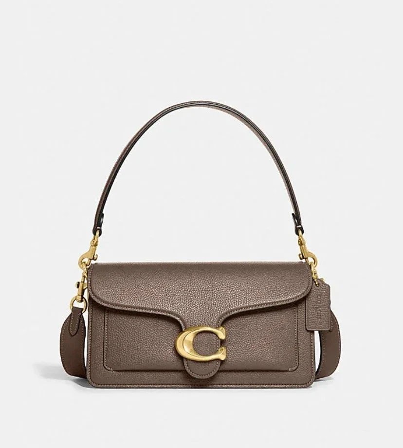 Coach Crossbody Bags Tabby 26 with Signature C Hardware — Lychee-pattern mud-colored gift box