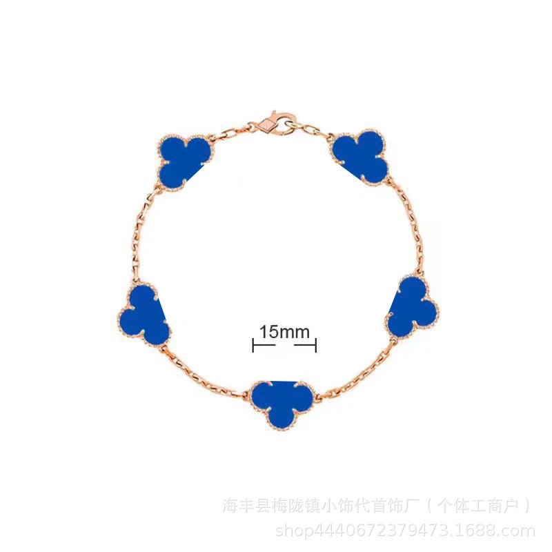Unbranded Jewelry Five-Flower Clover Bracelet — Blue Bei Rose Gold