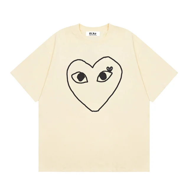 Comme des Garçons PLAY T-Shirts Short-Sleeve T-Shirt with Heart-Eyes Graphic Print product detail image 16