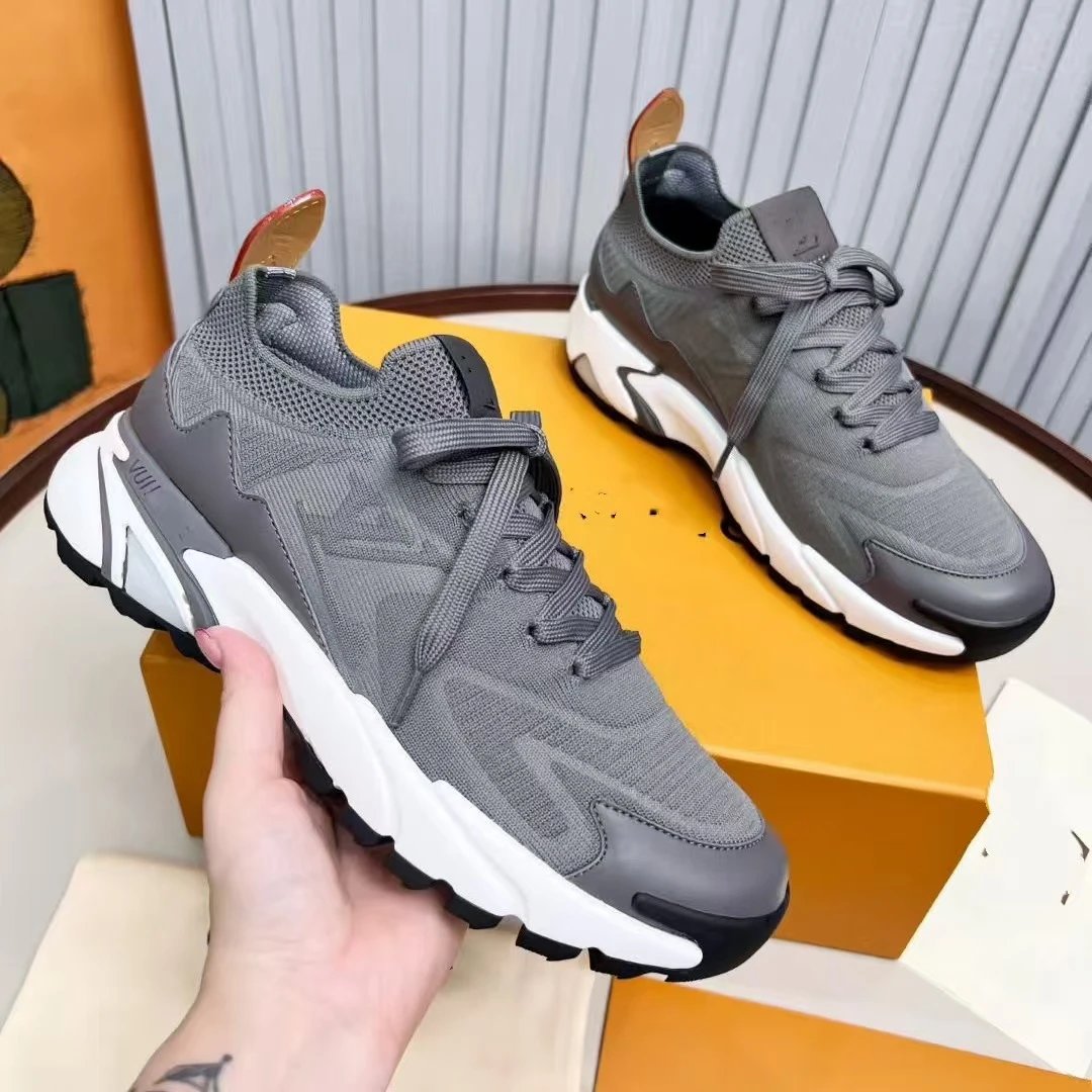 Louis Vuitton Sneakers Knitted lace-up chunky sole — gray
