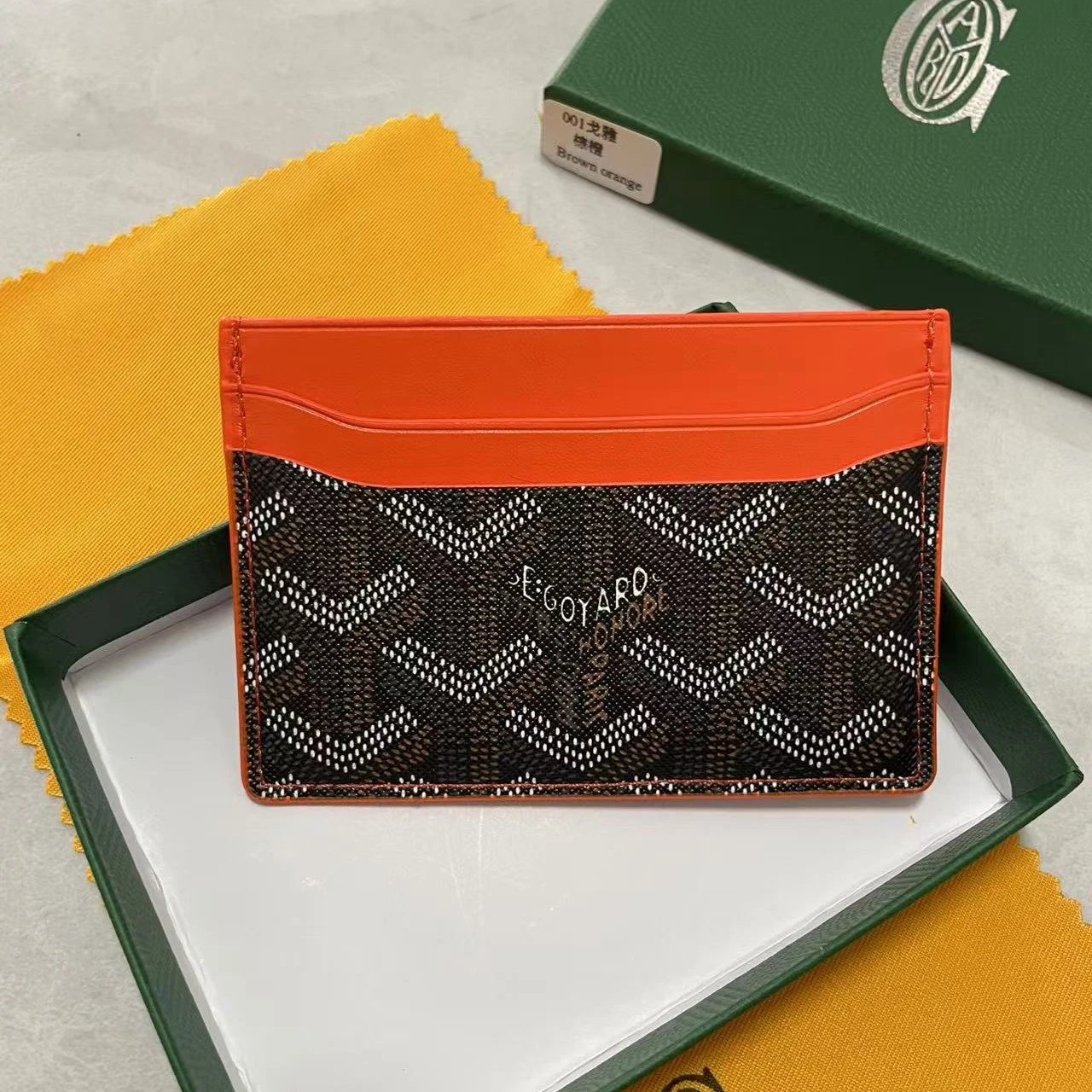 Goyard Wallets & Card Holders Chevron-pattern holder — Brownish orange