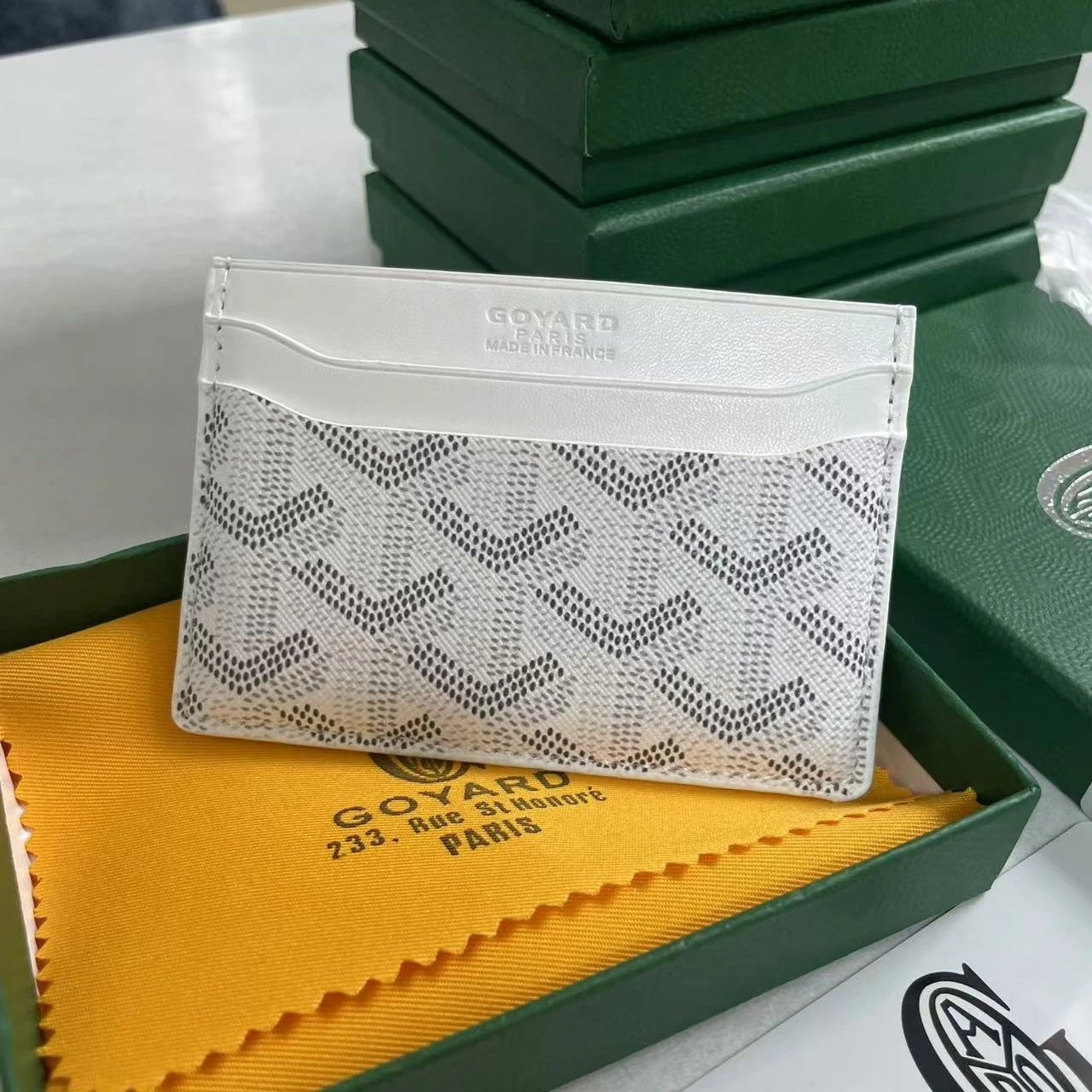 Goyard Wallets & Card Holders Chevron-pattern holder — white