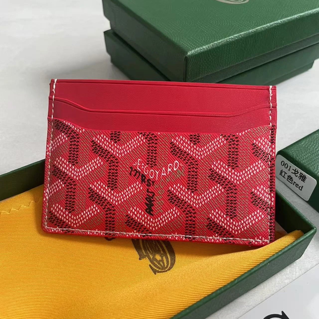 Goyard Wallets & Card Holders Chevron-pattern holder — Red