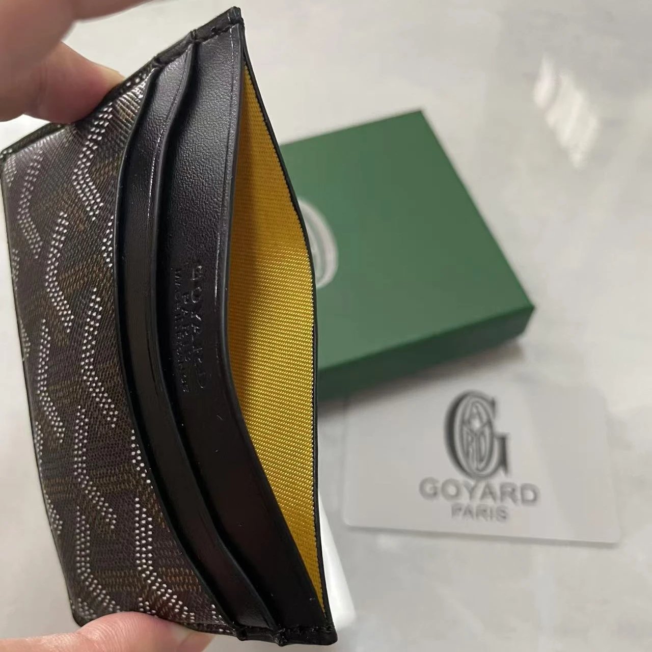 Goyard Wallets & Card Holders Chevron-pattern holder — Dark brown
