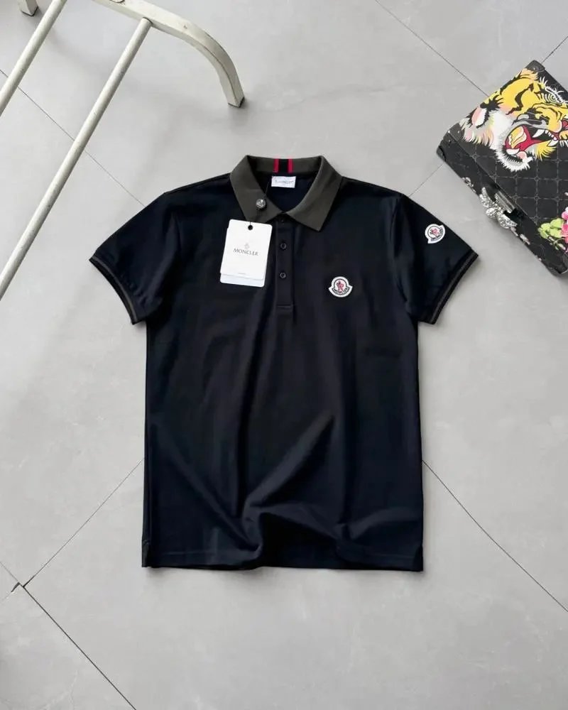 Moncler Shirts Short-Sleeve Polo Shirt with Contrast Collar and Logo Patches image 7