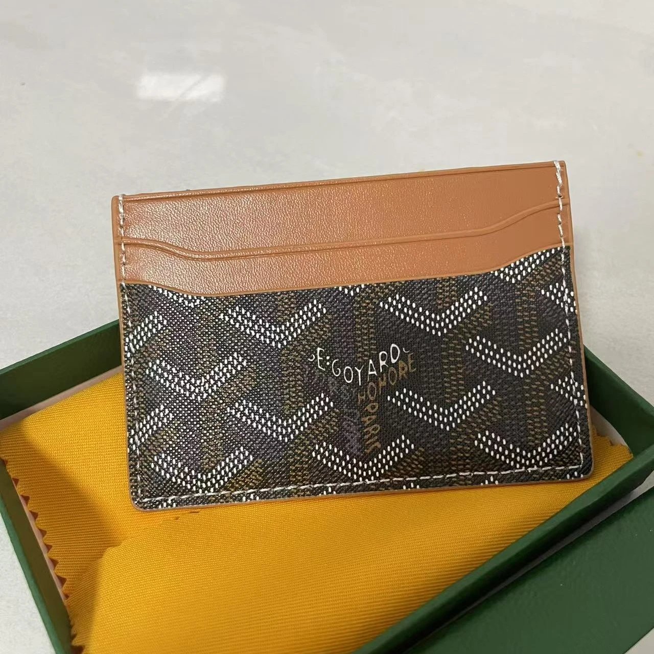 Goyard Wallets & Card Holders Chevron-pattern holder — Coffee color