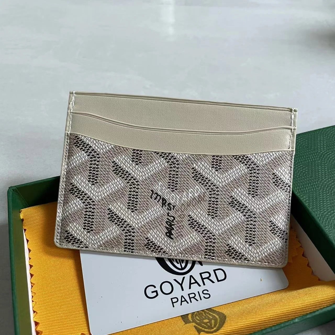 Goyard Wallets & Card Holders Chevron-pattern holder — Apricot color