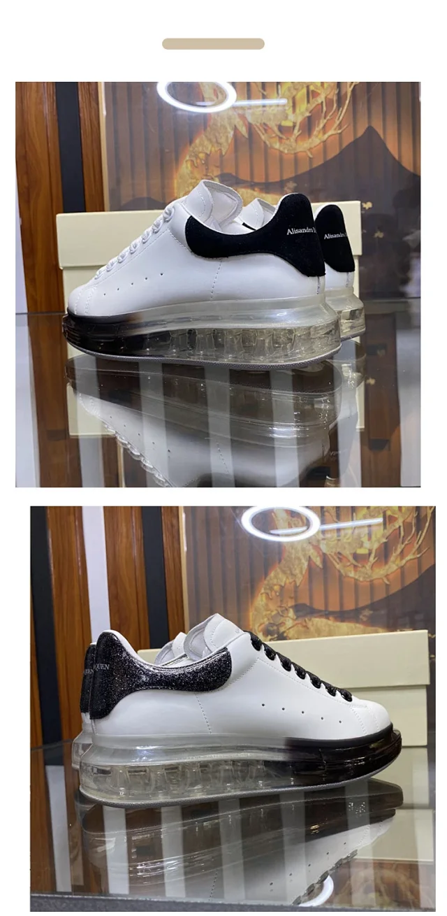 Alexander McQueen Sneakers Leather low-top with transparent air-cushion sole product detail image 15