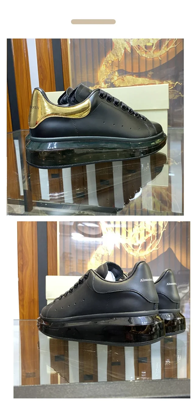 Alexander McQueen Sneakers Leather low-top with transparent air-cushion sole product detail image 17