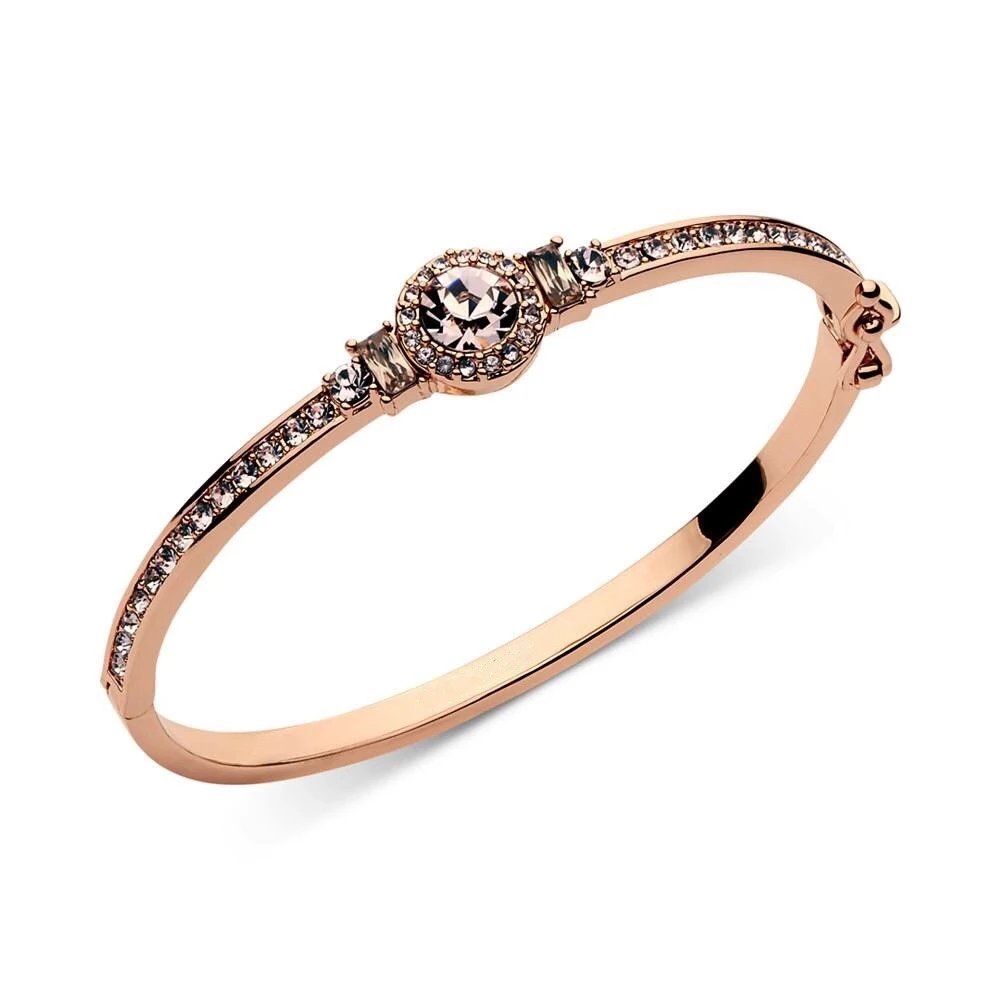 Givenchy Jewelry Single-row crystal bangle bracelet — Large single diamond in rose gold
