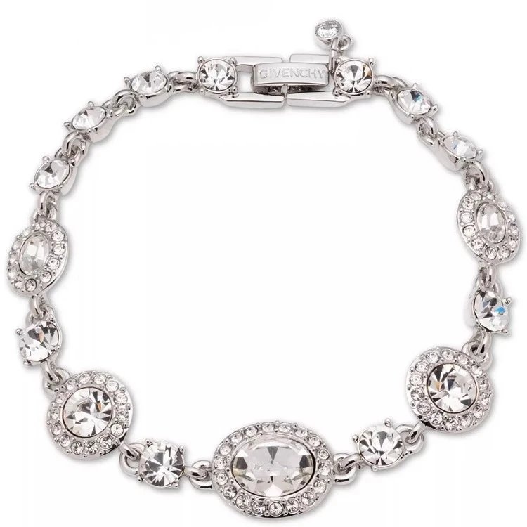 Givenchy Jewelry Single-row crystal bangle bracelet — Platinum-gold luster crystal