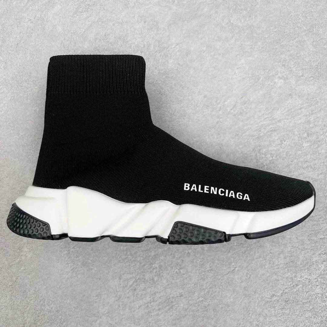 Balenciaga Sneakers Sock-knit high-top with segmented sole — Black white black