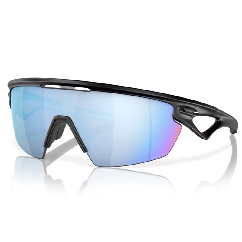 Oakley Eyewear 9403 Shield Cycling Sunglasses — Black frame, blue lens