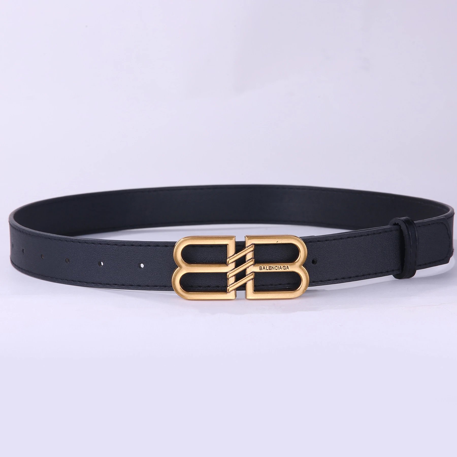 Black (Gold Triple Diagonal Bar Double B Buckle)
