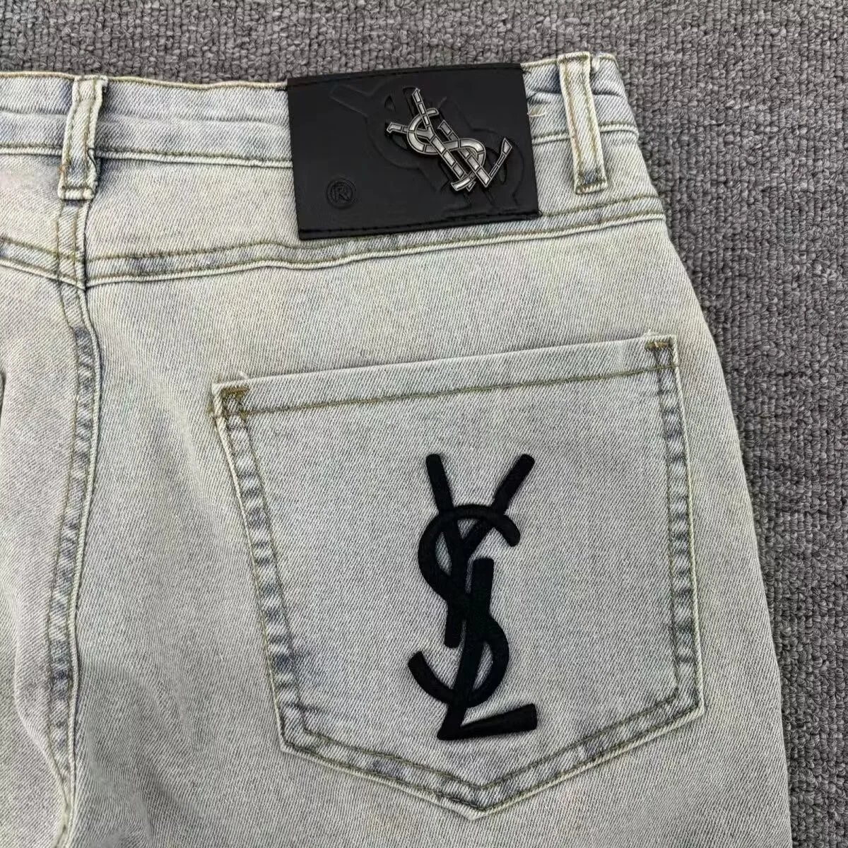 Embroidered Letter Denim Jeans photo 8
