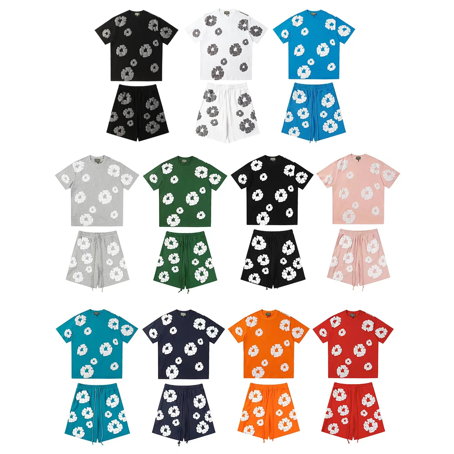 D. E.n.i.m_T.e.a.r_shorts Spring and Summer Talks Yetong Foam Cotton Flower High Street Loose Street Shorts (DK)