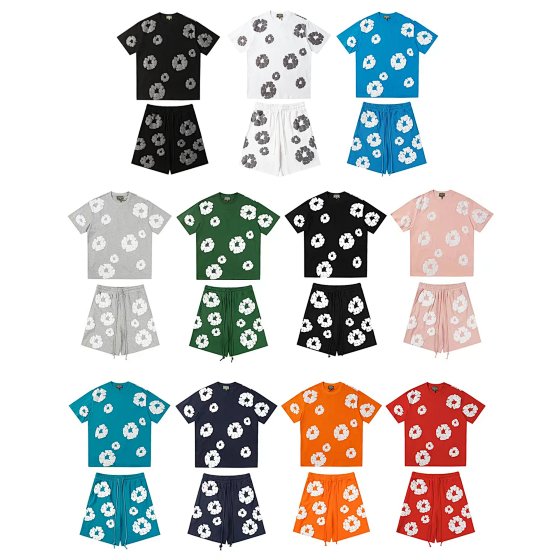 D. E.n.i.m_T.e.a.r_shorts Spring and Summer Talks Yetong Foam Cotton Flower High Street Loose Street Shorts (DK)