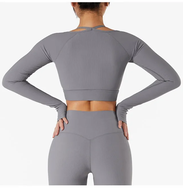Alo Matching Sets Ribbed zip hoodie, wrap sports bra and high-waisted shorts set product detail image 17