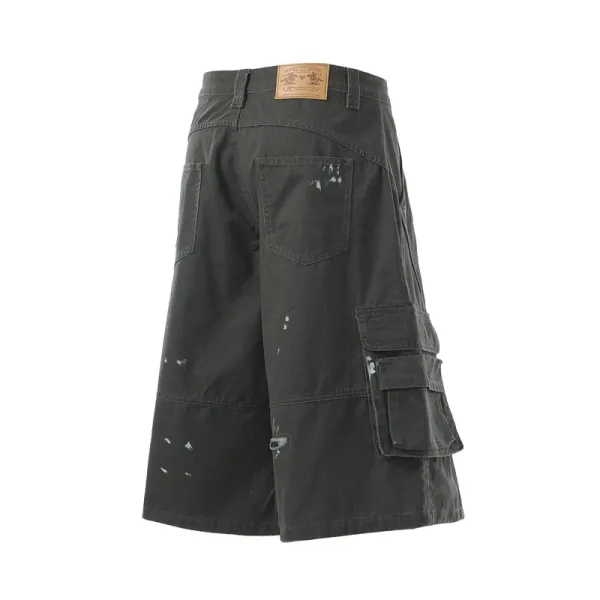 Design Distressed Cargo Shorts Black - 18