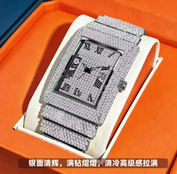 Design BELBI Iced-Out Rectangle Gold Watch Watches - 6