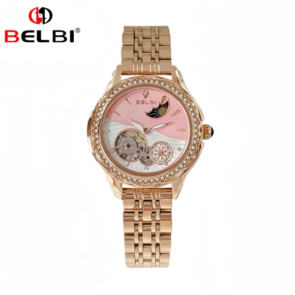 Design BELBI Moon Phase Mechanical Watch Rose Gold Watches - 19
