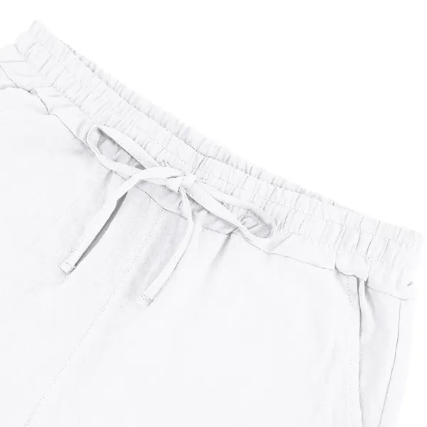 Design Drawstring Waist Shorts White - 39
