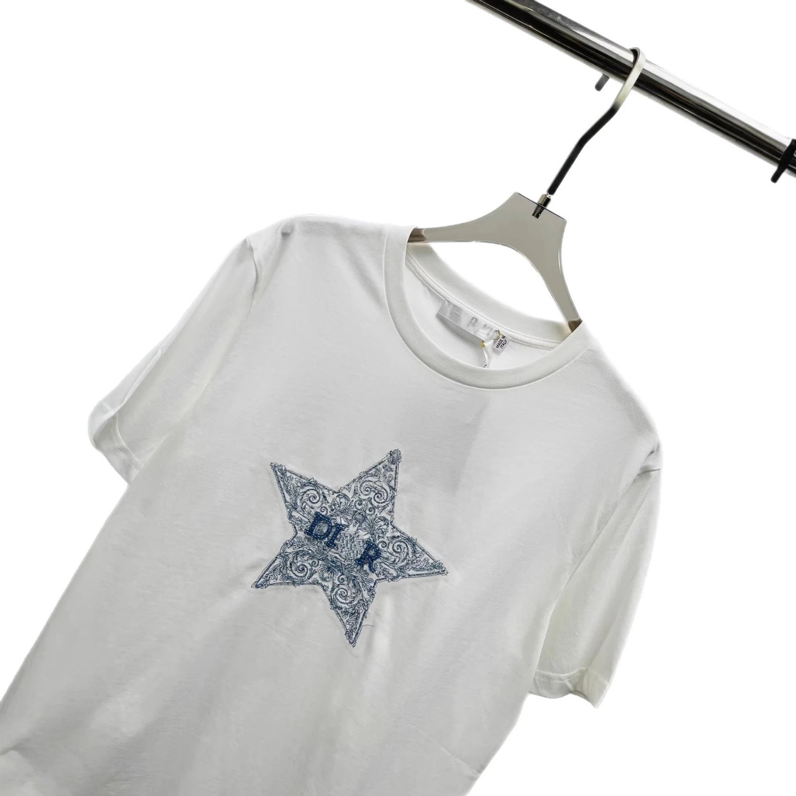 Dior Star Embroidered White Casual T-Shirt