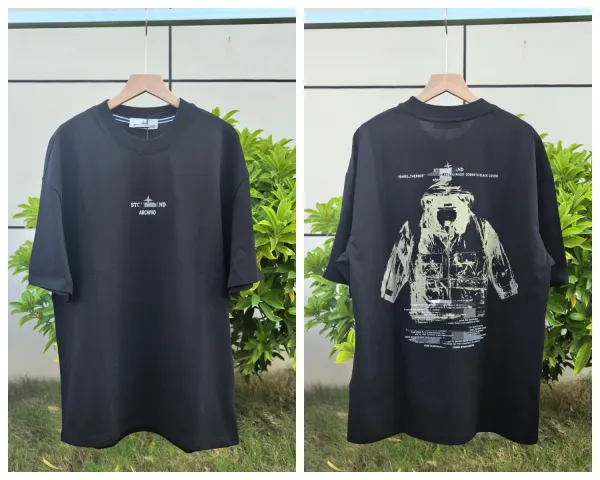 Stone Island Archivio Graphic Print Black T-Shirt - 1