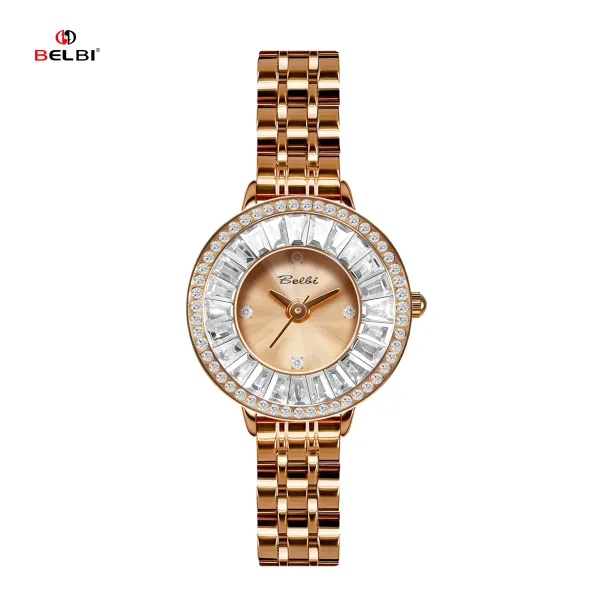 Design BELBI Crystal-Embellished Black Dial Stainless Steel Watch Watches - 21