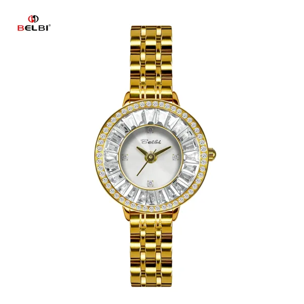 Design BELBI Crystal-Embellished Black Dial Stainless Steel Watch Watches - 16