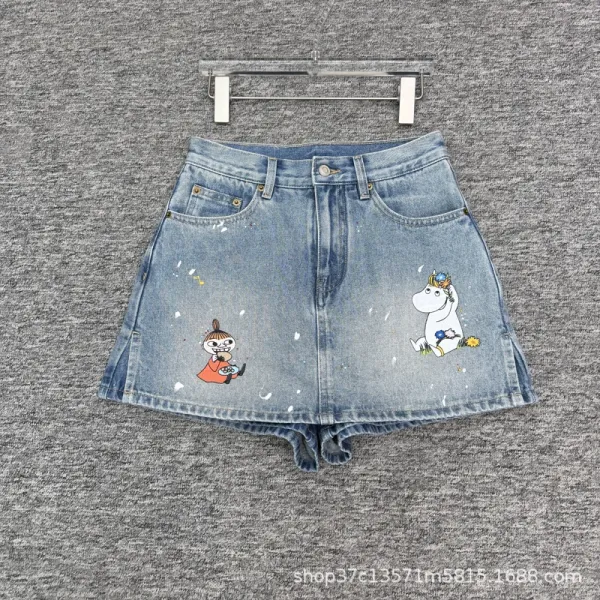 Moomin x Design Denim Shorts Light Wash Blue - 3