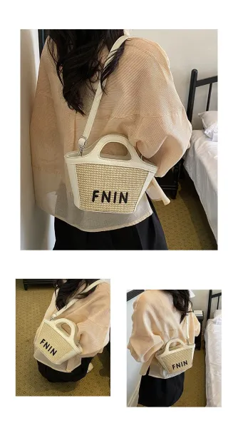 Design FNIN Woven Top-Handle Mini Bag Black Handbags - 6
