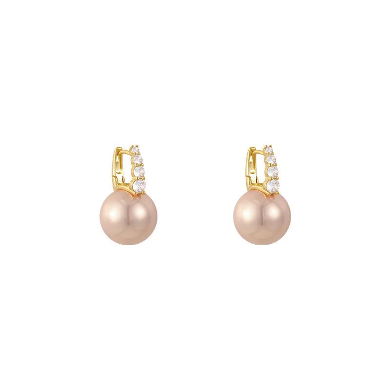 Pearl Drop Earrings Gold Tone Crystal Accented Elegant Dangle Earrings