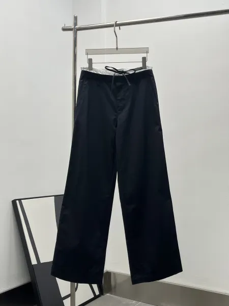 Design Wide-Leg Drawstring Waist Pants Black - 8