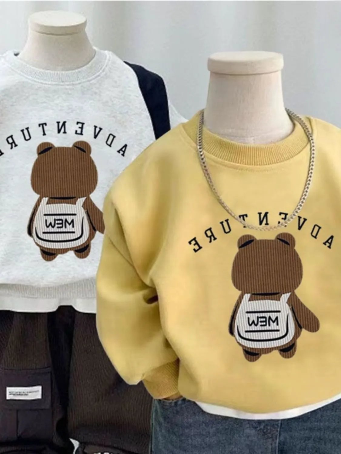 Design Bear Graphic Hoodie Yellow - 6