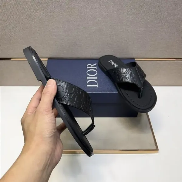 Dior Oblique Logo Slide Sandals Black Slippers - 11