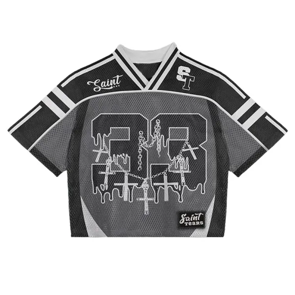 Saint Tears Mesh Jersey Top Black / Gray - 1