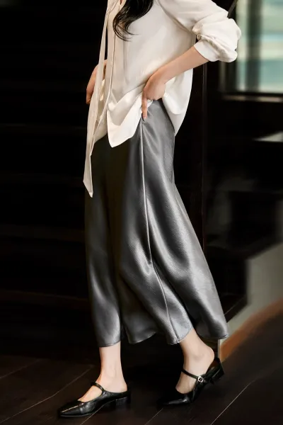 Design Atelier Nain Metallic Silver Slip Skirt - 13