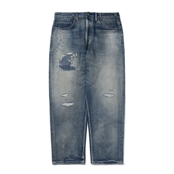 Yohji Yamamoto x Neighborhood Collection de Projets Communs Distressed Denim Jeans - 16