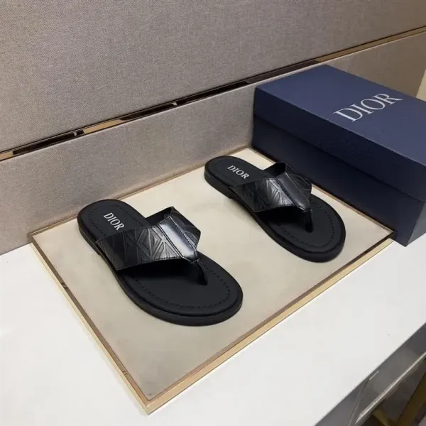 Dior Oblique Logo Slide Sandals Black Slippers - 14