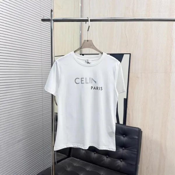 Celine Paris Logo Print White T-Shirt - 1