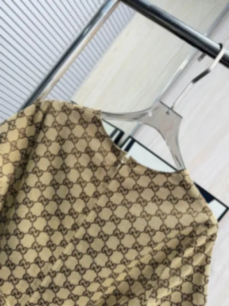 Gucci GG Marmont Checkered Dress Beige Brown Dress - 10