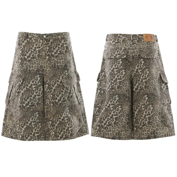 New Balance 990v6 Beige Leopard Cargo Shorts Set - 3