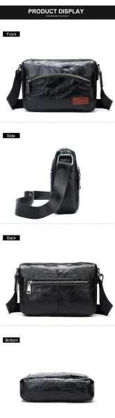Design Vintage-Style Distressed Leather Crossbody Bag Black - 12