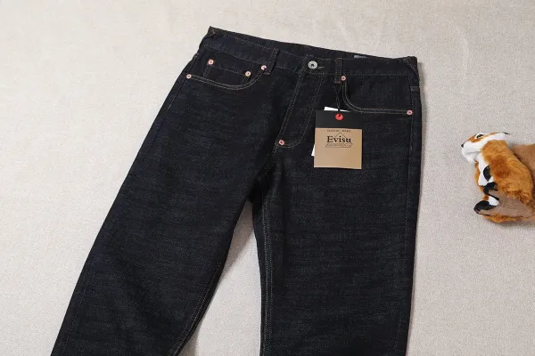 Evisu Fuji Logo Raw Denim Jeans Black - 5