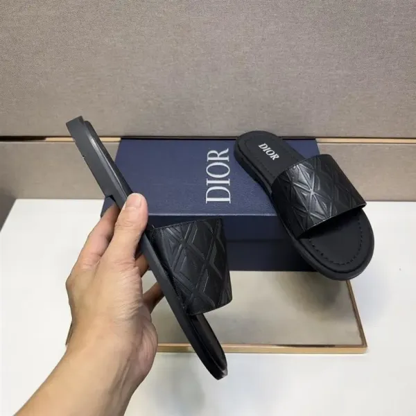 Dior Oblique Logo Slide Sandals Black Slippers - 26
