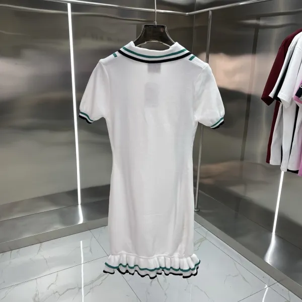 Design Knit Polo Dress Navy with White Trim and Diamond Logo - 16